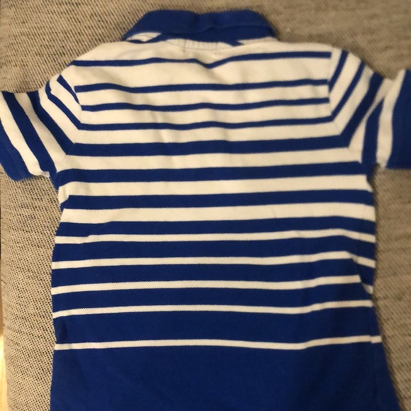 Ralph Lauren POLO boys size 7 blue stripped short sleeve polo shirt - Picture 3 of 3